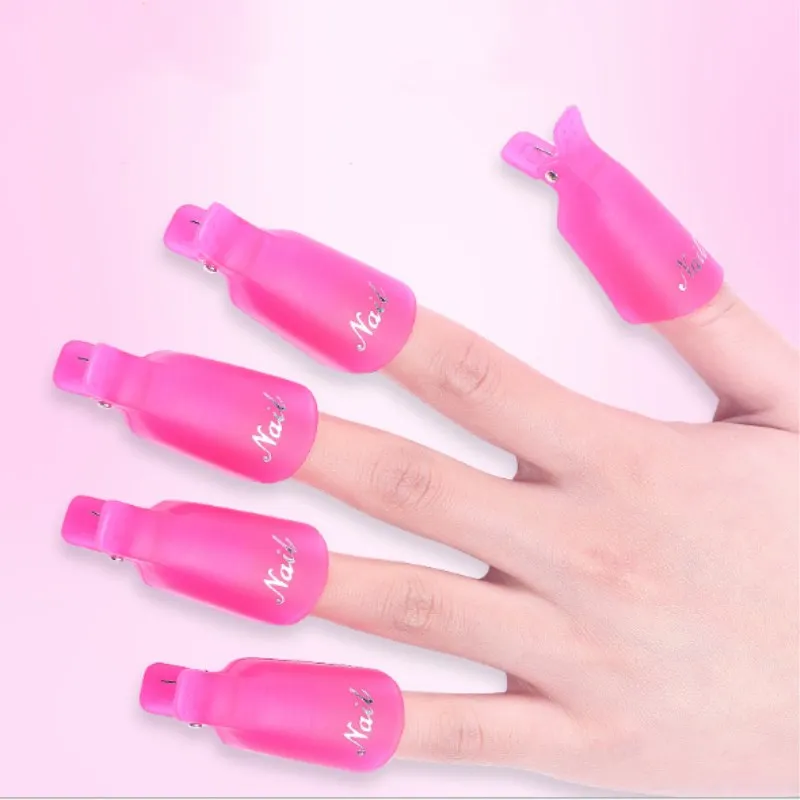 

10PCS Plastic Nail Art Soak Off Cap Clip UV Gel Polish Remover Wrap Tool Nail Art Tips for Fingers Nail Polish Remover Nail Tool