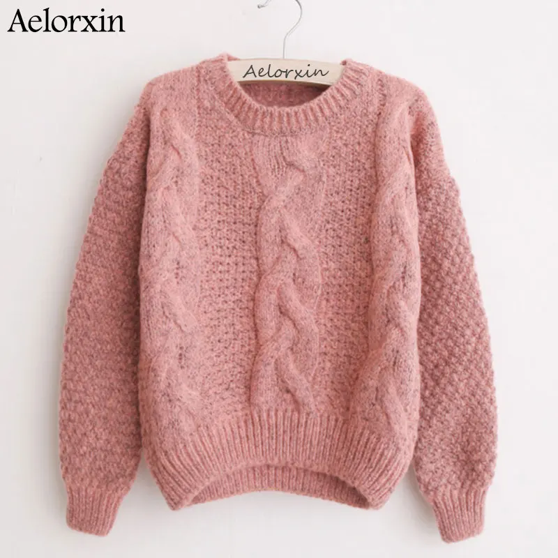 

Women Sweaters Warm Pullover and Jumpers Crewneck Mohair Pullover Twist Pull Jumpers Autumn 2019 Knitted Sweaters Christmas