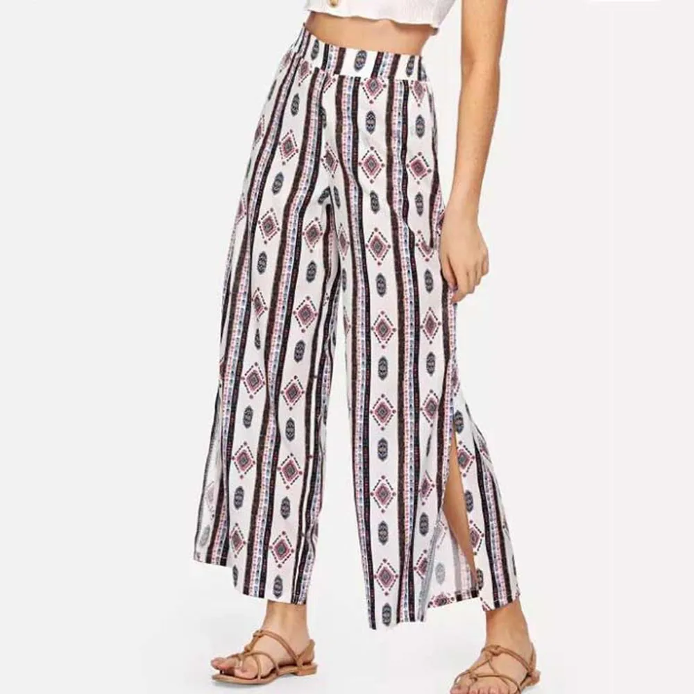 plus size striped wide leg pants
