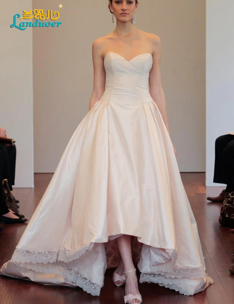 high low wedding dress short front long back taffeta