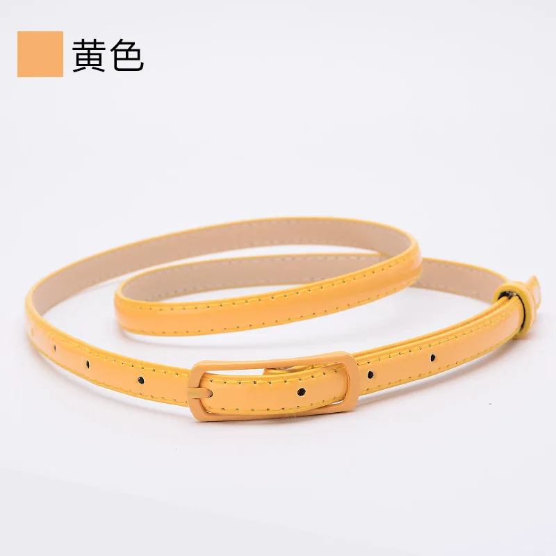 Candy Color Patent Leather Belt Sweetness Womens PU Leather Belts Thin Skinny Waistband Adjustable Belt Woman Belts For Dress - Цвет: yellow