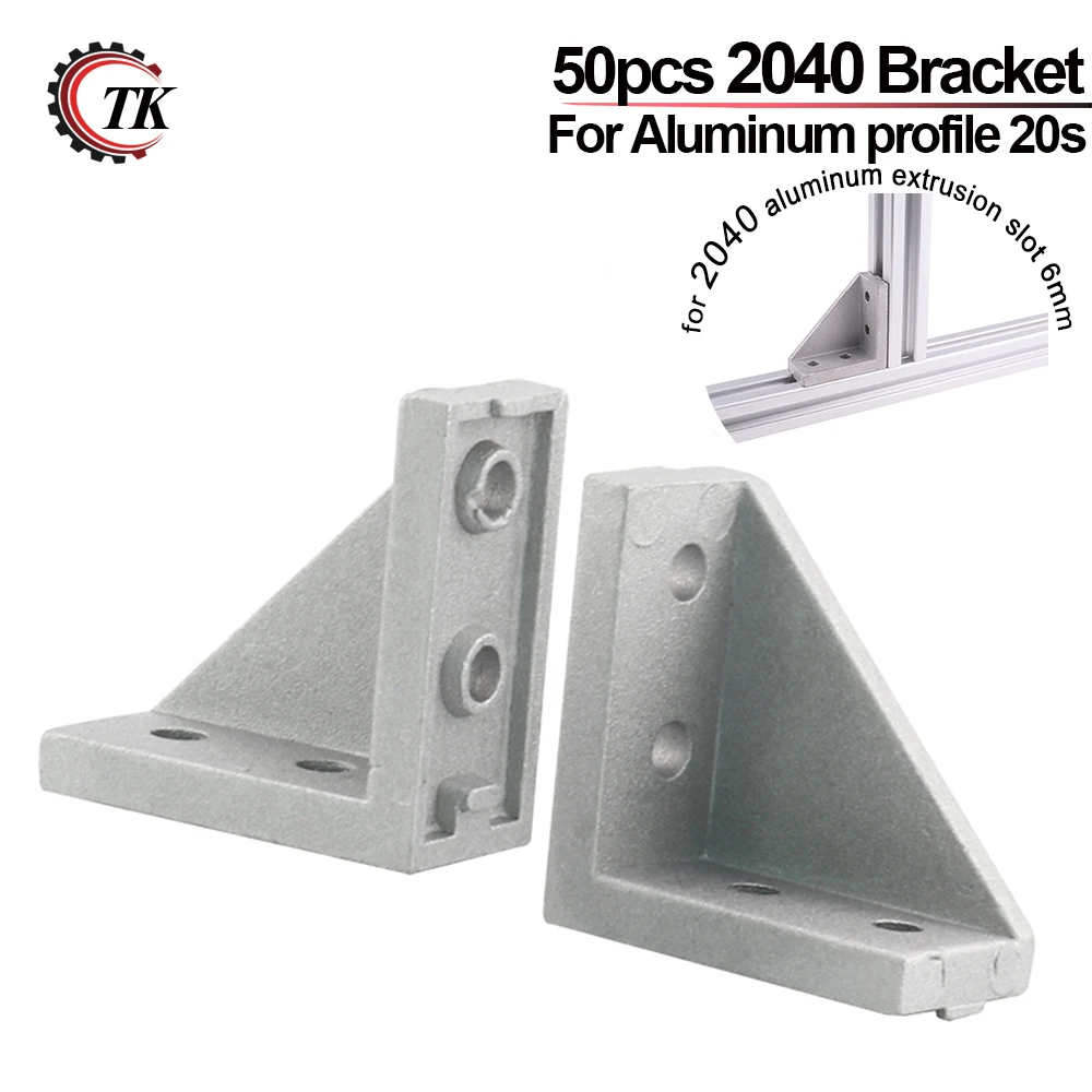 

50pcs Corner Fitting Angle 20x20 20X40 2040 Decorative Brackets Aluminum Profile Accessories L Connector Fasten connector