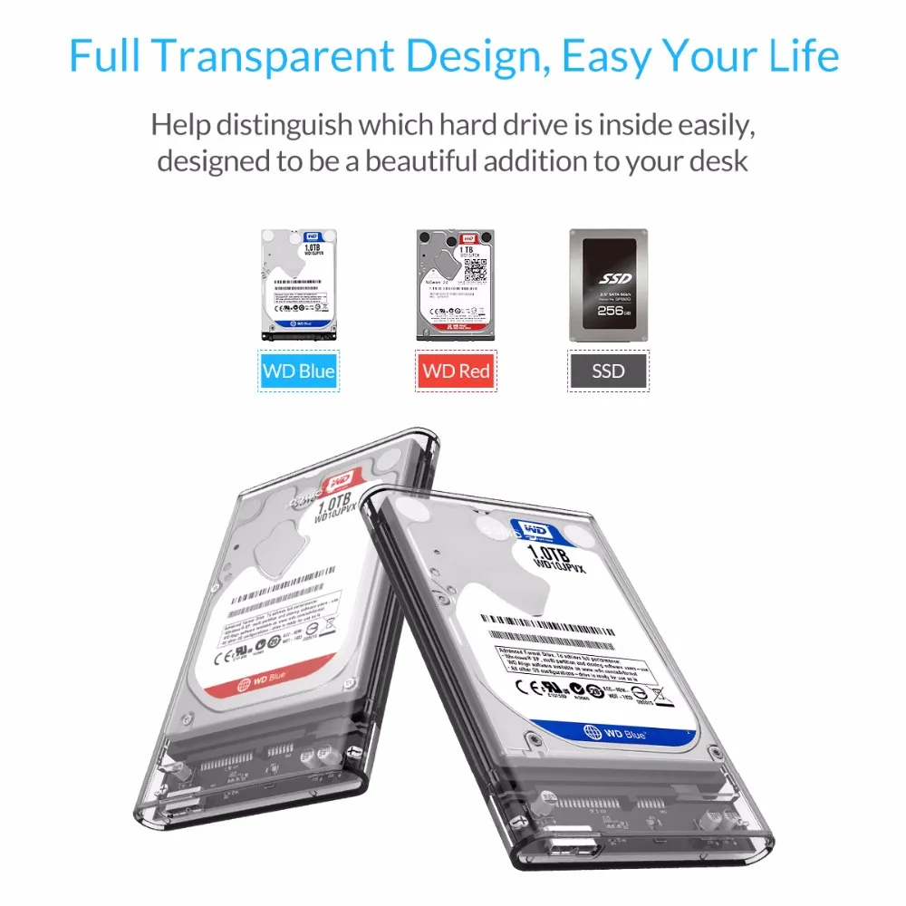 Корпус ORICO 2139U3 для жесткого диска 7 2 5 мм прозрачный USB 9 5|hard drive enclosure|drive enclosureenclosure