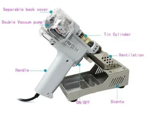 

Practical S-998P Electric Desoldering Gun Vacuum Pump Solder Sucker Double-Pump Soldering Iron 220V 100W