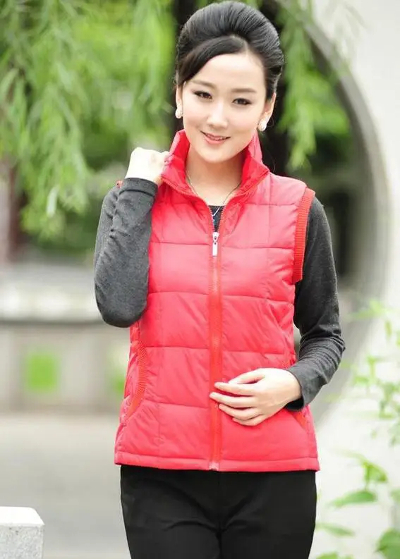 Зимний женский Повседневный жилет без рукавов, Модный высококачественный женский пуховый жилет и верхняя одежда, Женская куртка, жилет, XL-3XL - Цвет: red