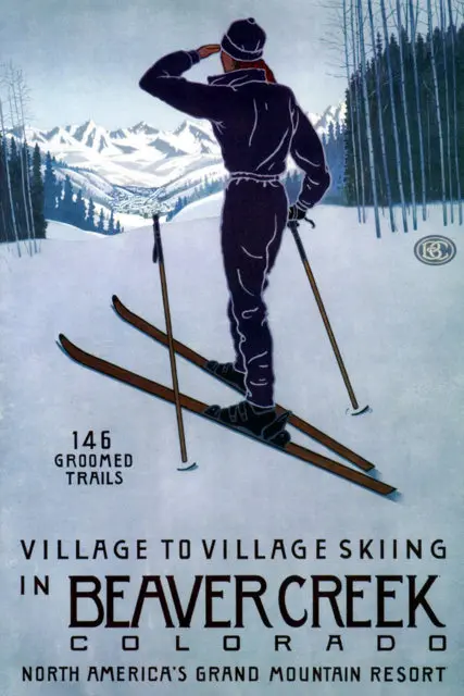 Vintage Skiing Sports Travel Poster Beaver Creek Colorado Classic