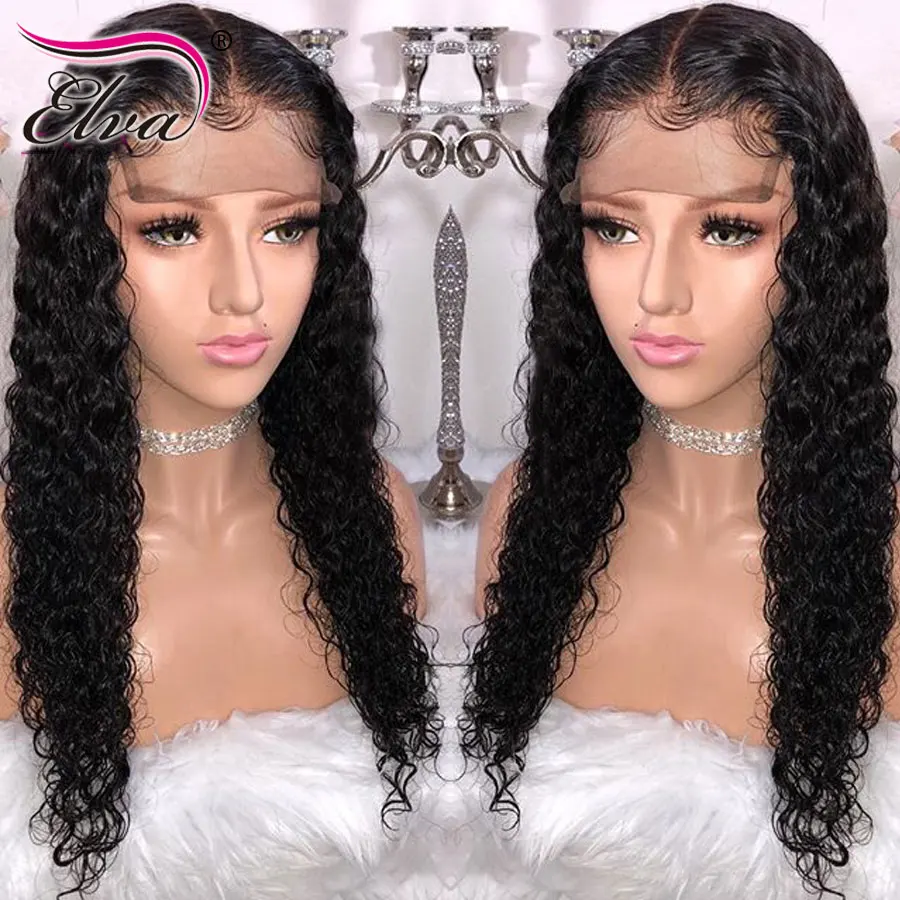 Elva Hair 13x6 Curly Lace Front Human Hair Wigs Pre Plucked Hairline Brazilian Remy Hair Lace Wig With Baby Hair Natural Color