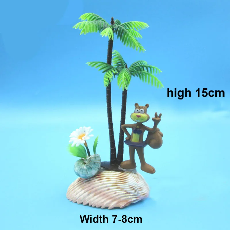 

HU 1pcs Coconut Tree Mini Fish Tank Decoration Aquarium Fish Bowl Plants Stone Islande Ornaments Aquarium Background Accessories