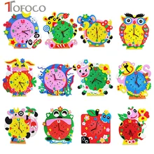 Tofoco 3D Puzzle часы мультфильм животных DIY ручной обучения Часы Наборы головоломки Дети художественных промыслов образовательных подарок Игрушечные лошадки для детей