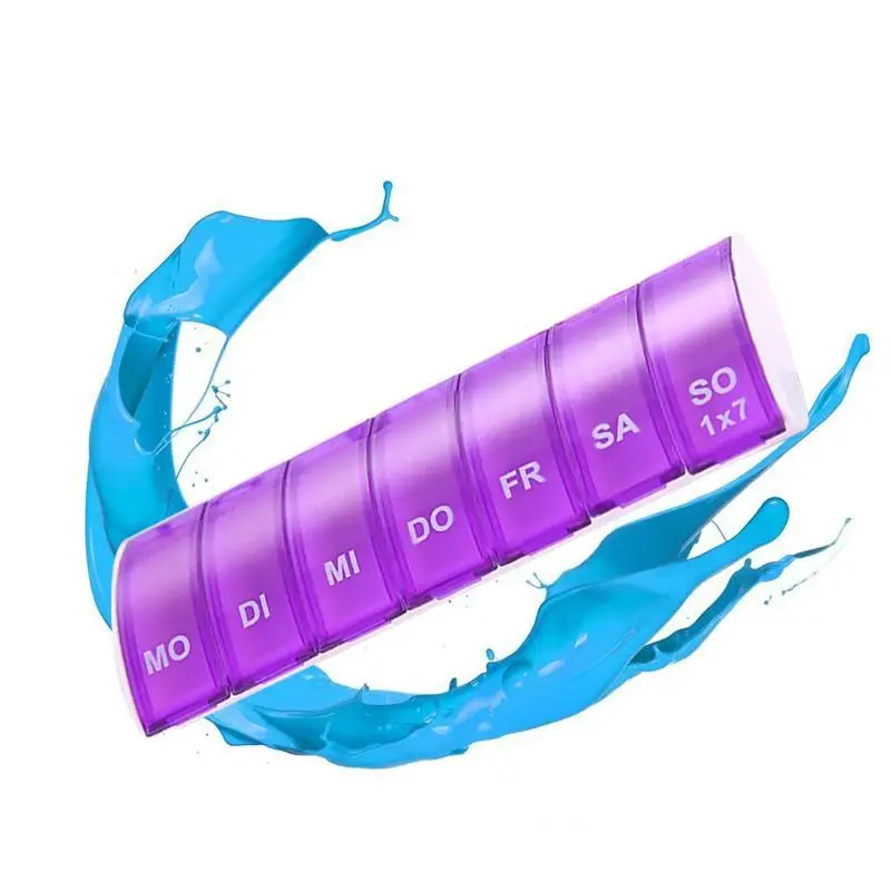 Еженедельные Чехлы для таблеток, таблеток, 7 дней, медицинский держатель, органайзер, контейнер, развал, дорожные разветвители, Pastillero, забота о здоровье, 4 цвета - Цвет: purple