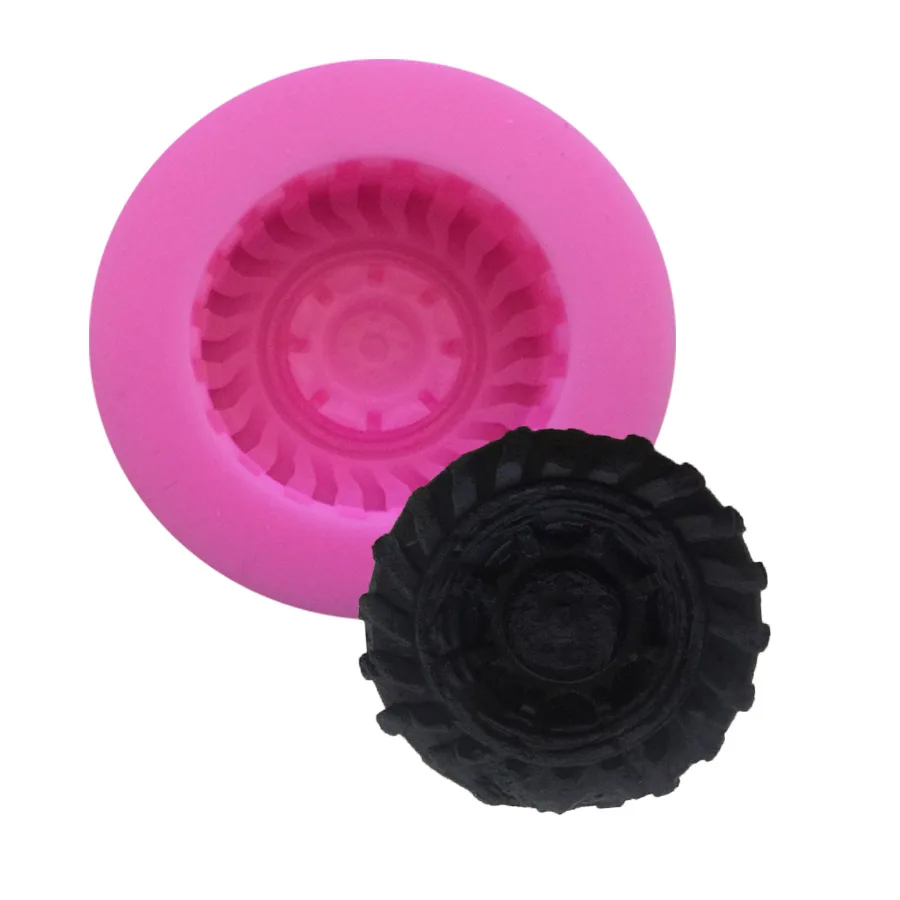 

Round Tire shape fondant silicone mold for cake decorating tools 3D Car wheels kitchen Baking soap mold