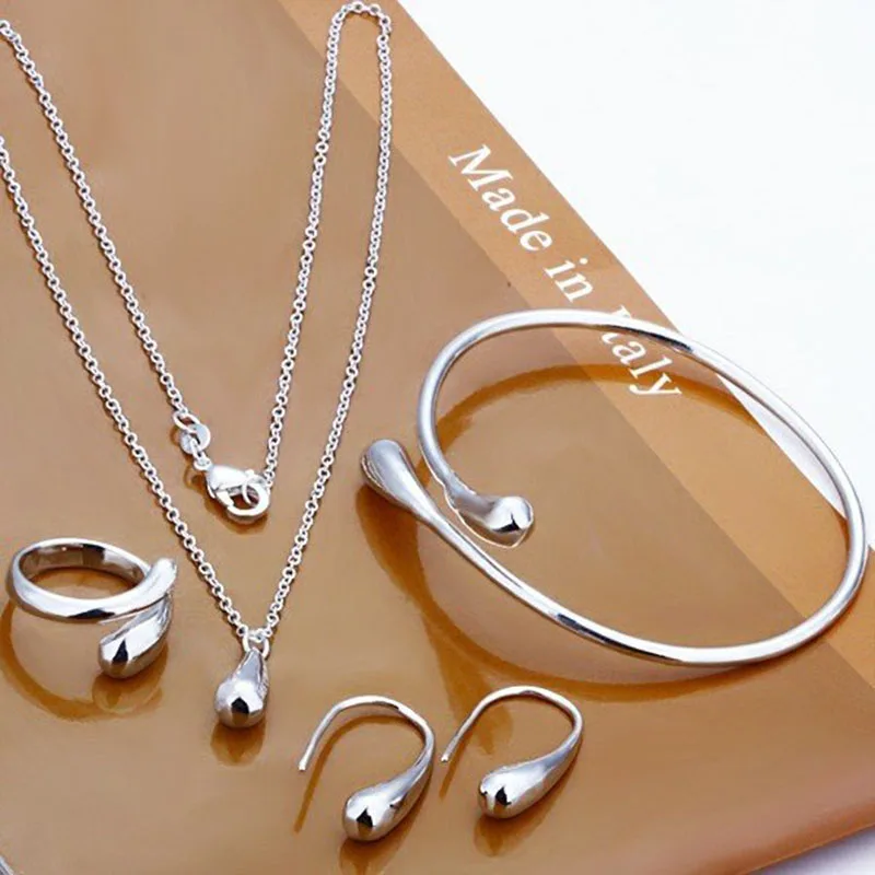 Silver Color Jewelry Sets 4pcs Fashion DROP Women Jewelry Set TOP