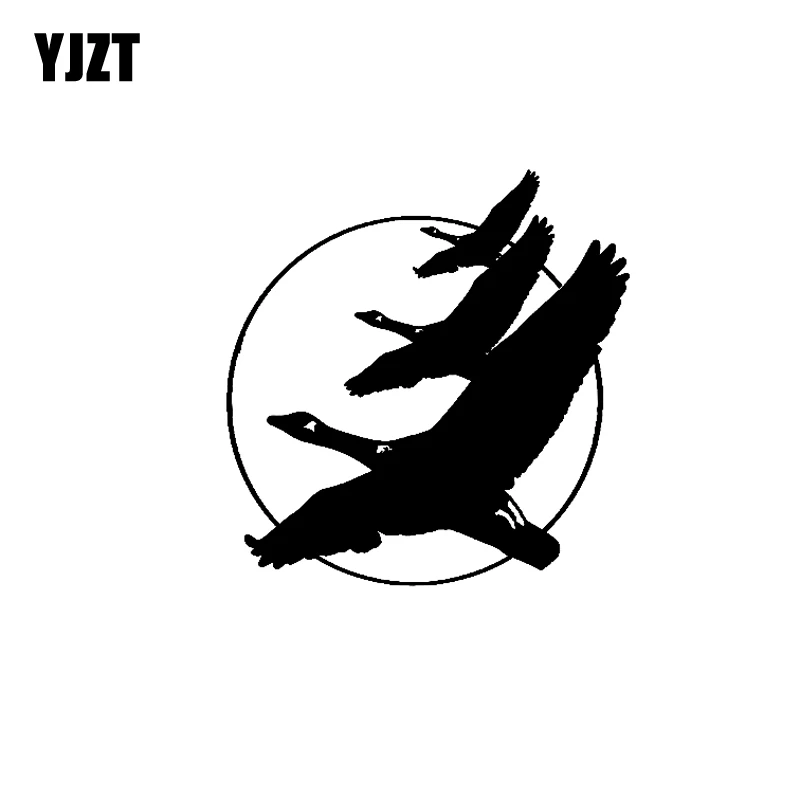 YJZT 15 см * 5 Geese Fly Moon Bird Nature модная Автомобильная фотография черная/Серебристая