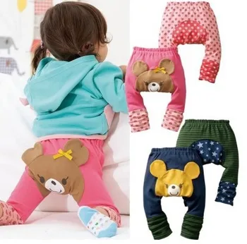 

Cotton Pants Pants Legging Kids Spring Autumn Bib Big PP Baby Boys Girls Cartoon Ninth Pants Winter of Elastic Waist Casual