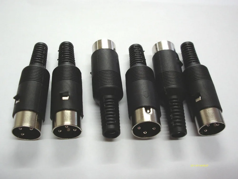 

6pcs 3 Pin DIN male Plug Cable ADAPTER Connector with Plastic Handle BLACK