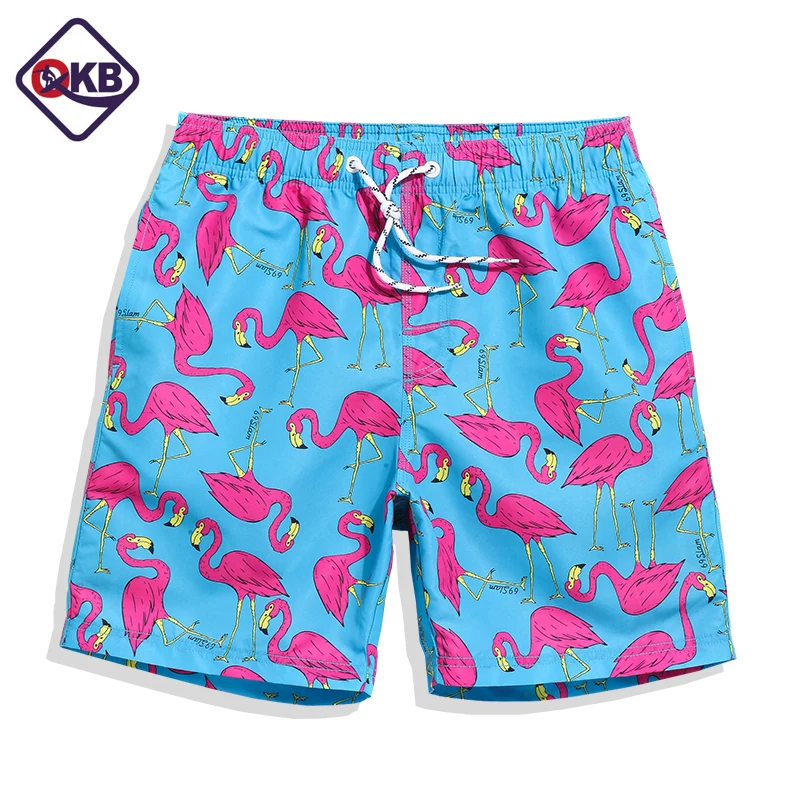QIKERBONG для мужчин пляжные шорты для будущих мам шорты женщин Повседневное быстросохнущие мужские купальные костюмы бермуды Фламинго МО