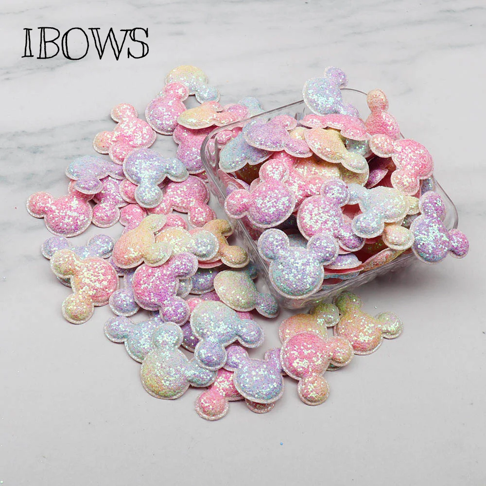

IBOWS Glitter Rainbow Padded Patches Crown/Heart Glitter Iridescent Appliques for DIY Craft/Hair Clip Decoration Accessories