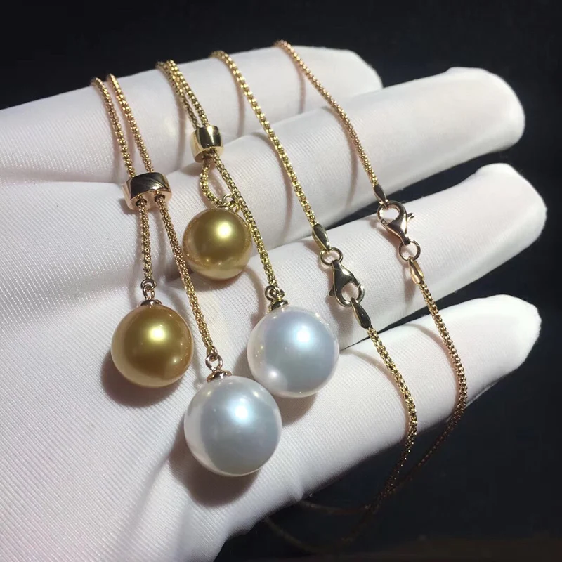 Sinya Edison golden and white pearls sweater chain 18k gold necklace for Women lover Mum 2018 News best gift (1)