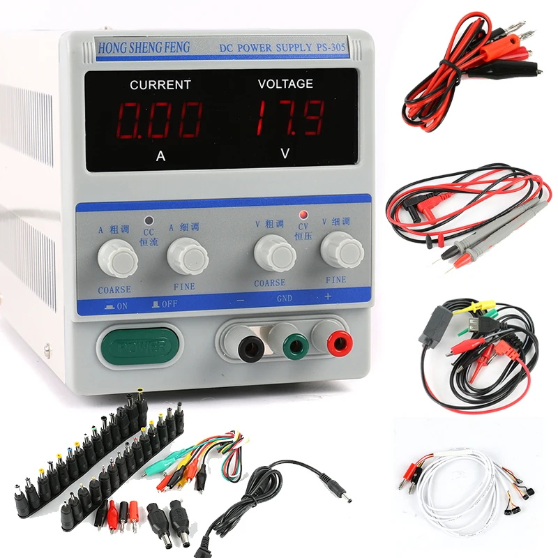 

PS-305 Adjustable Digital Programmable DC Power Supply 30V 5A Laboratory Power Supply 110V 220V Phone Repair Kit DC Jack Set