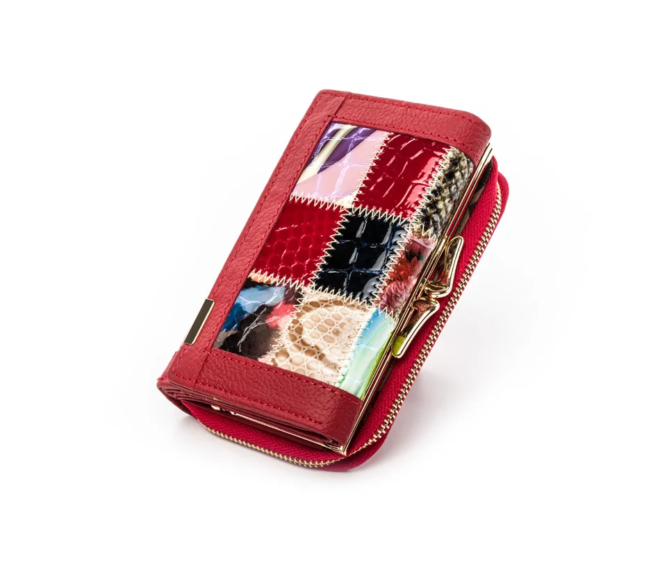 Женский роскошный брендовый модный кошелек из натуральной кожи в стиле пэчворк, женский маленький кошелек, женский короткий дизайн