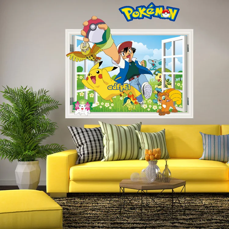 Pokemon Pikachu Autocollant Mural Decal Fenêtre Poster Enfants Chambre Vinyle Vendeur Britannique * 