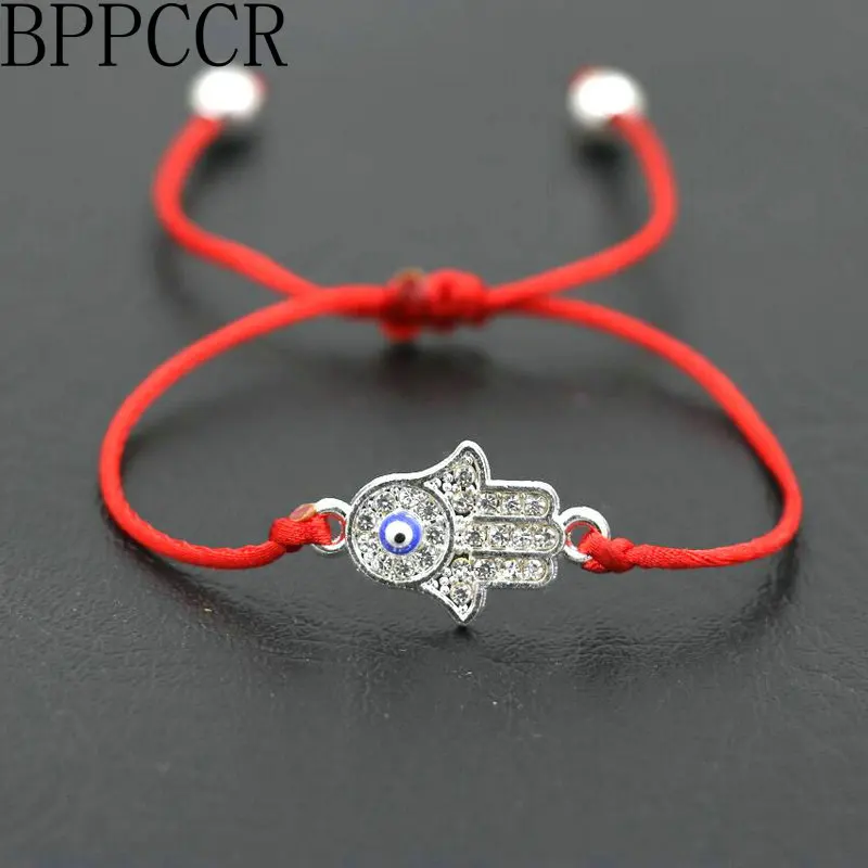 BPPCCR Хамса из рук Terse счастье плетеные браслеты для женщин тонкая красная веревочная нить струны Циркон чакра счастливый браслет Pulsears