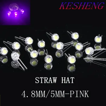 

200PCS Water Clear LED Diode Pink Light 5mm Straw Hat Wide Angle 5 mm Transparent Lamp Light-Emitting Diode Through Hole Bulb
