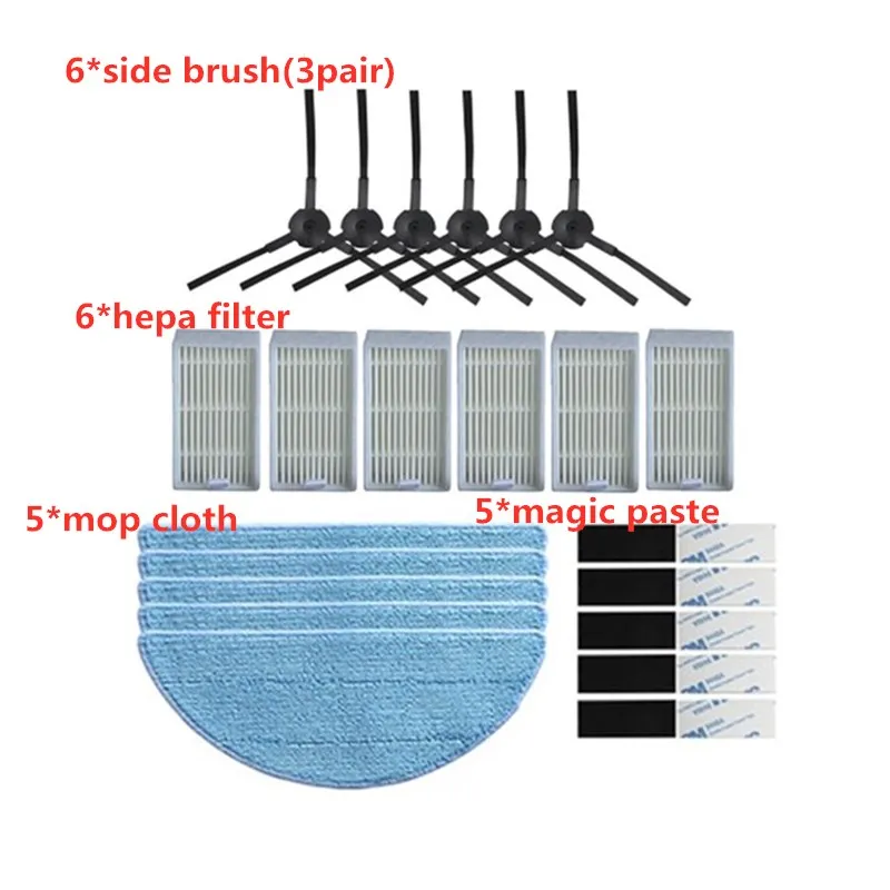 Робот-пылесос HEPA фильтр, боковая щетка для швабры комплект запасных частей для chuwi ilife V50 v5 v5 pro x5 v5s v3 v5pro аксессуары - Цвет: 1 Set