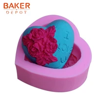 BAKER DEPOT силиконовая форма для помадки для мыльной свечи в форме сердечка, для конфет гипсовый инструмент для торта розы, декорированная форма, лоток для льда I Love U