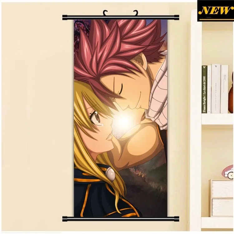 Fairy Tail Love Art Wall Scroll 45x95cm Canvas Painting Poster Featuring Natsu Dragneel Lucy Heartfilia - 2