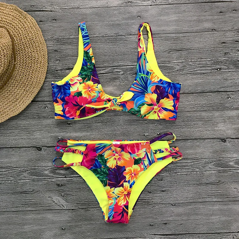 Beach Print Brazilian Bikini Set