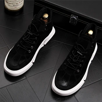 

England style men's leisure breathable flock leather boots vintage cowboy ankle booties platform genuine leather shoes man boot