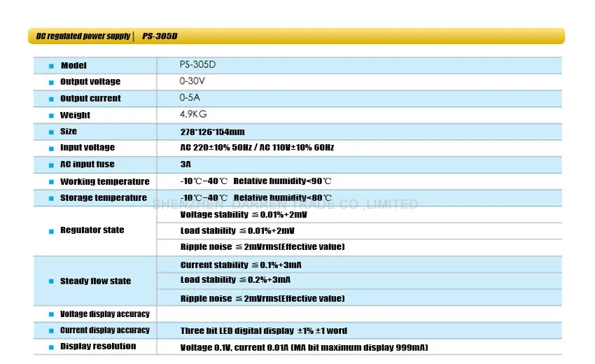 ZHAOXIN PS-305D переменный 30V 5A DC источник питания для лабораторной регулировки Цифровой Регулируемый источник питания постоянного тока AC 110V 220V+/-10