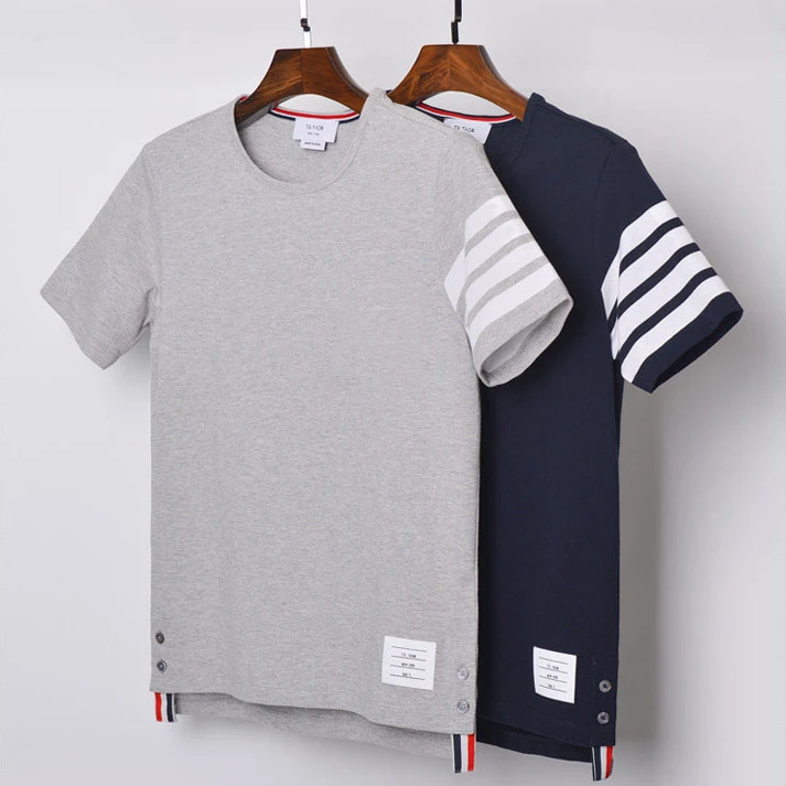 Модная брендовая футболка TB Tom, мужская и женская короткая повседневная одежда, летние хлопковые рубашки с круглым вырезом