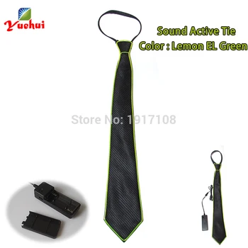 

New design10 color Sound active trendy Light UP LED Neck Tie Glowing Neon light EL Tie Wedding gift For Evening Party decoration