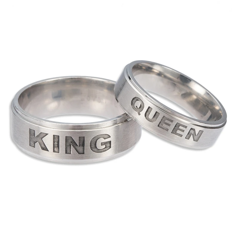 Gaxybb Hot Stainless Steel Rings Lover design from YOUR QUEEN and YOUR KING couple rings for lovers gifts