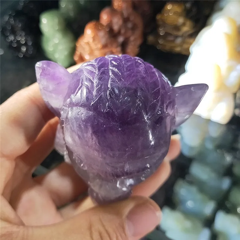 Натуральный Фиолетовый flourite кристалл кварца Череп, вырезанный вручную драгоценный камень зверь Исцеление черепа Декор 300 г