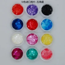 12 цветов дизайн ногтей Акриловые блестки порошок Набор принадлежности для ногтей инструмент украшения в форме звезды