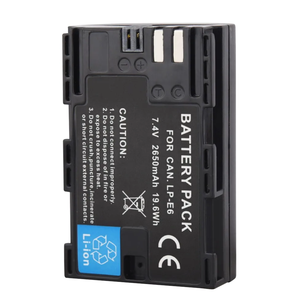 Аккумулятор для камеры Canon LP-E6 2650mAh LPE6 LP E6 с зарядным устройством USB для Canon EOS 5DS R 5D Mark II III 6D 7D 60D 60Da 70D 80D