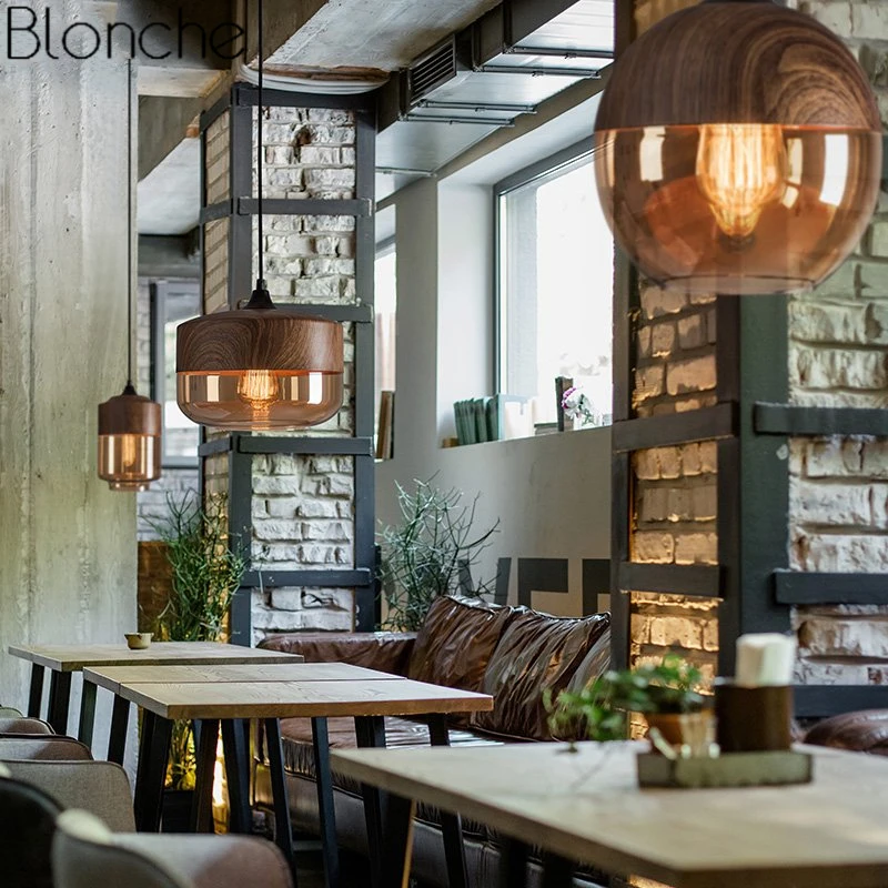 Online Moderne Loft Retro Glas Anhänger Lichter Esszimmer Küche Vintage Eisen Hängen Leuchten Industrielle Lampe Wohnkultur E27