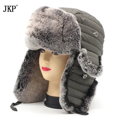 Высококачественные оригинальные меховые зимние шапки с кроликом, наушники, теплые уличные русские шапки, шапка-бомбер для женщин - Цвет: E