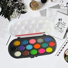 16 цветов Профессиональный сплошной цвет воды краска s коробка с краской кисти яркий цвет портативный эскиз цвет искусство инструмент