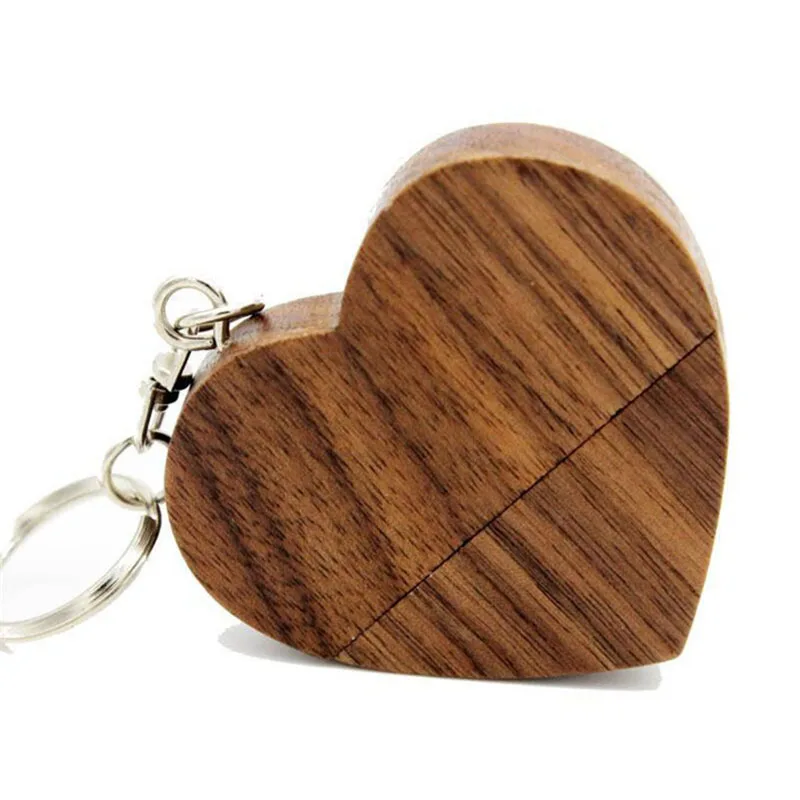 Jaster логотип на заказ деревянное сердце USB+ коробка USB флэш-накопитель 64 ГБ 32 ГБ 16 ГБ 8 ГБ usb 2,0 Фотография Свадебные подарки - Цвет: Walnut USB