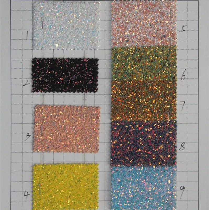 

Big and Small Hexagon Glitter laser holographic glitter PU leather fabric mix color glitter material