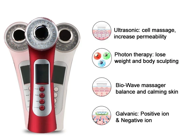 Ультразвуковая очистка кожи лица из гальванического тока, фотон, стимулятор нежной кожи, лечение акне и морщин, Вибрационный массажер для красоты