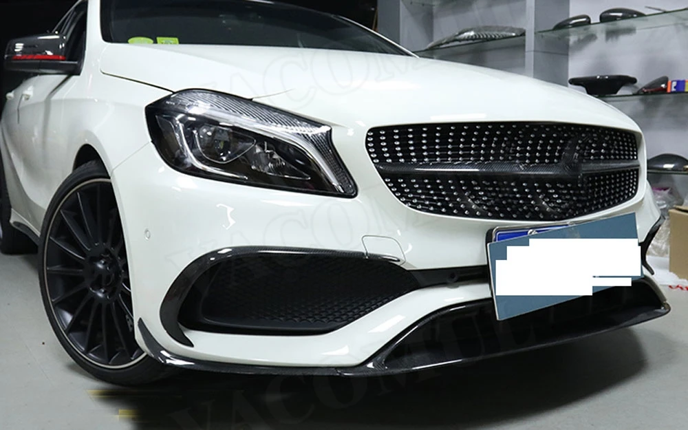 Передний передний губной разветвитель Canards для Benz A Class W176 A200 A250 A45 AMG боковой Бампер Планки- 8 шт. автомобильный Стайлинг