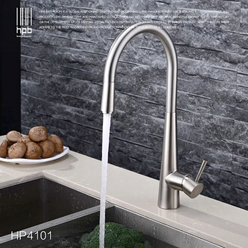 HPB Copper Deck Mounted Kitchen Faucet Sink Mixer Tap Cold Hot Water taps Pb-free torneira cozinha Chrome Swivel Spout HP4004