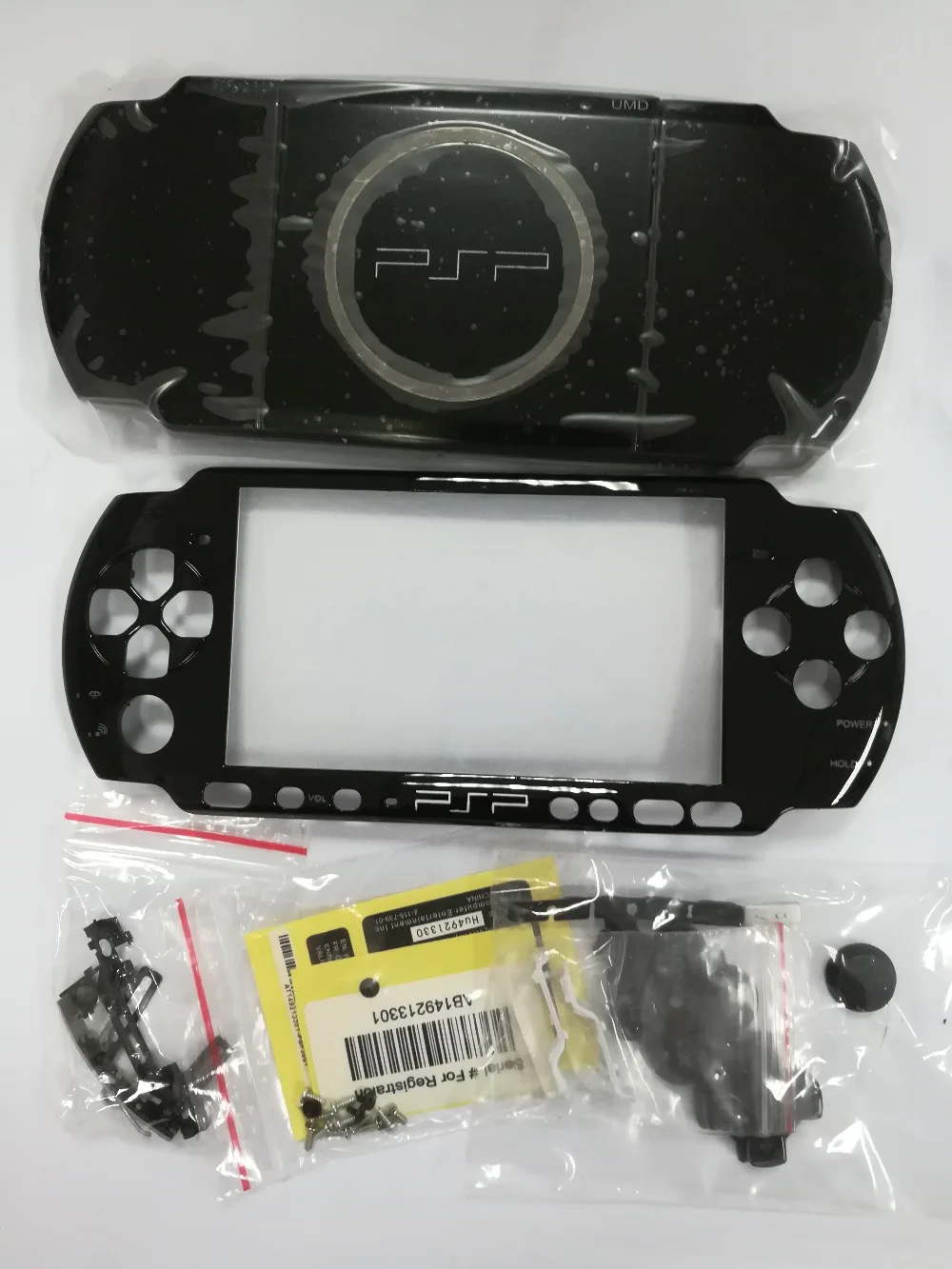 ソニーpsp 3000用の完全な黒の保護シェル,コンソール修理シェル,ボタン 