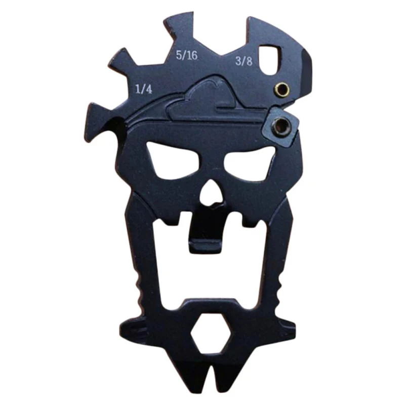 

New Portable Multifunctional Skull Combination Tool Outdoor Bottle Opener Screwdriver Wrench Knife Sharpener Carabiner Tool