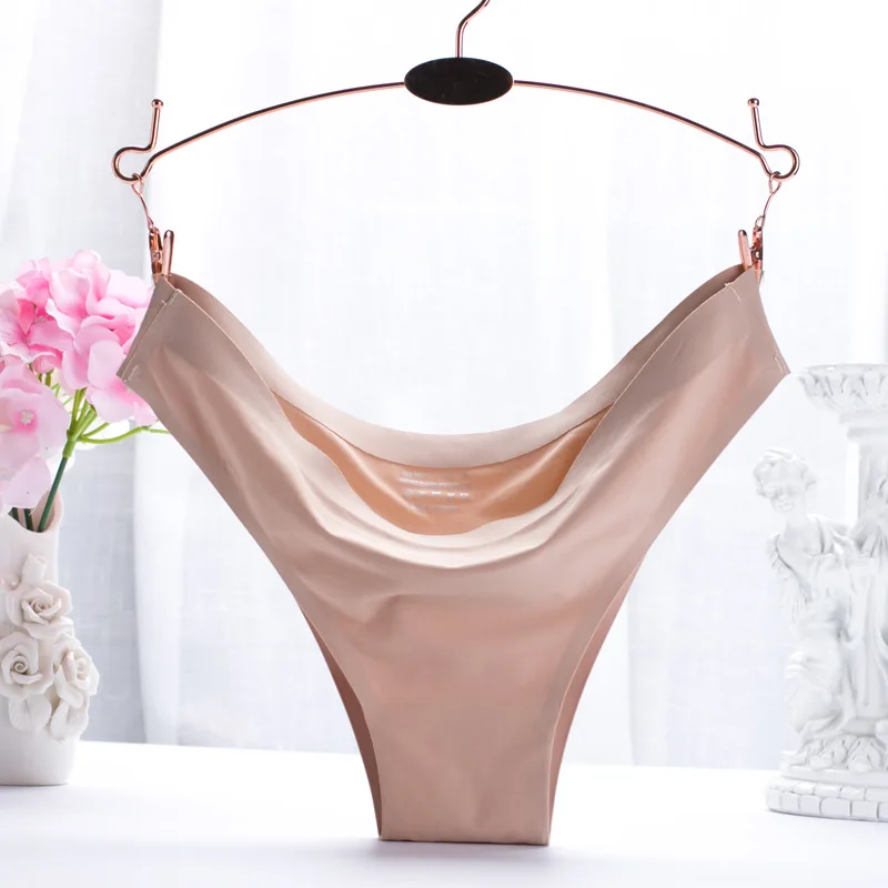 

Sexy Solid Ice Silk Panties Women Sexy Skinny Seamless Low Waist Soft Ultra Thin Underwear